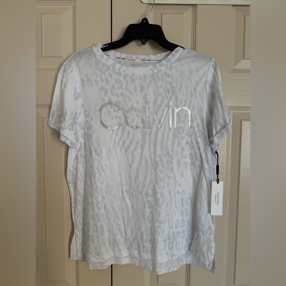 Calvin Klein Performance Women's Printed Top White Sz $49.50